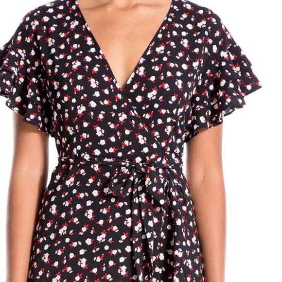 Max Studio - Ruffle Crepe Hi-Lo Wrap Dress - XS - Picture 3 of 7